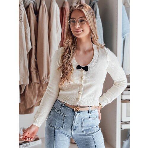 DStreet Sweter damskie kr&amp;oacute;tki one size z kokardką LAMURE ecru Slike