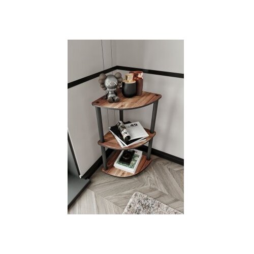 Hanah home Polica za knjige Bookcase 3 Tiers Corner Walnut Cene