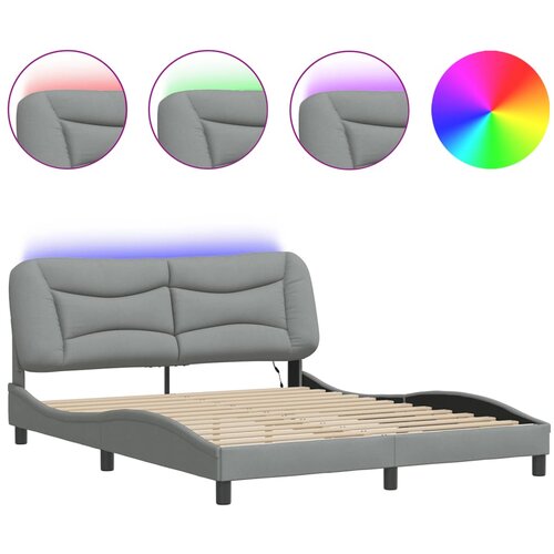 Maison Chic Posteljni okvir - Dvoposteljna postelja - Zakonska postelja z LED brez vzmetnice svetlo siv 160x200cm blago, (21696975) Cene