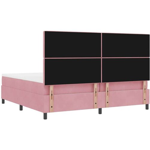  LED Box Spring Krevet s madracem Ružičasta 200 x 200 cm tkanina Slike
