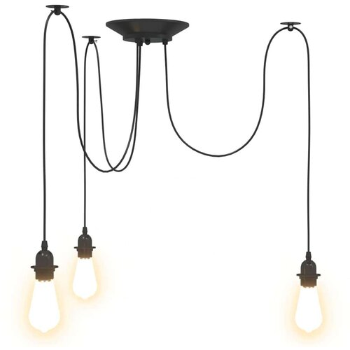 vidaXL obesek svetilka s 3 nosilci E27 Črna kovina Cene