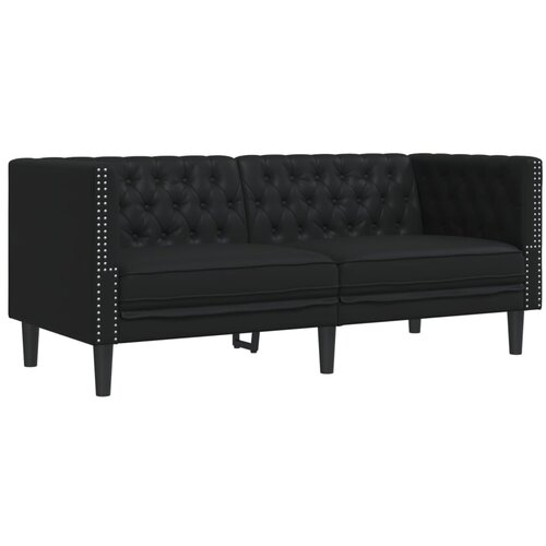 VidaXL Kavč dvosed Chesterfield črna umetno usnje, (21825081) Slike