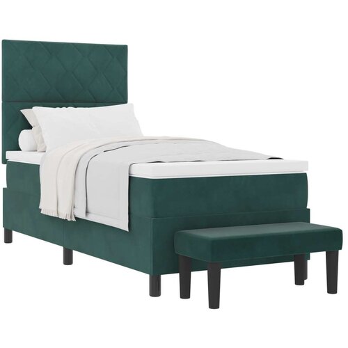  Krevet s kutijom s madracem i klupom tamnozelena 100x200 cm baršun Cijene