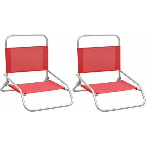 vidaXL Zložljivi stoli za na plažo 2 kosa rdeče blago, (20658194)
