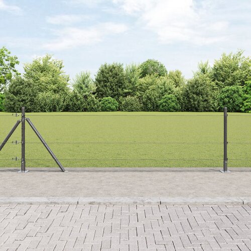 vidaXL set ograjnih stebrov Set 2 Siva Prašno lakirano jeklo 25 x 0.5 m Cene