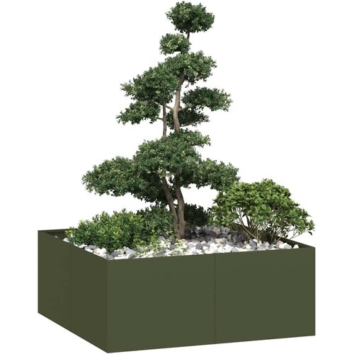vidaXL Sadilnik olivno zelena 100x100x40 cm Jeklo Cene