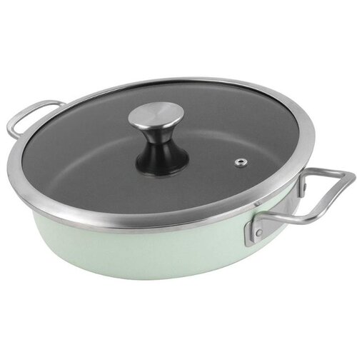 Vitrinor ponev s pokrovom nordic 28cm zelena / 2 ročaja / indukcija / emajl, prevleka proti prijemanju, (20515728) Cene