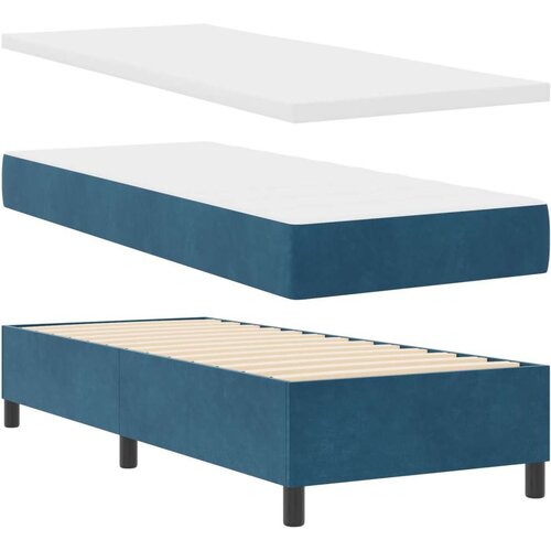  Krevet s podnicom s madracem i klupom tamnoplavi 80x200 cm samet Slike
