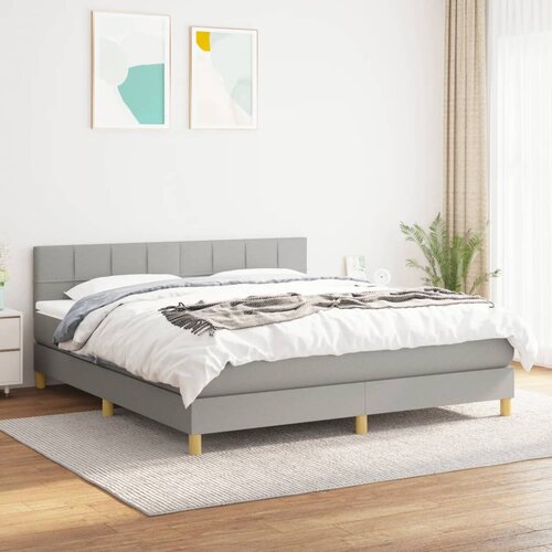 The Living Store Box spring postelja z vzmetnico svetlo siva 180x200 cm blago - Box Spring Postelja, (21503884) Slike