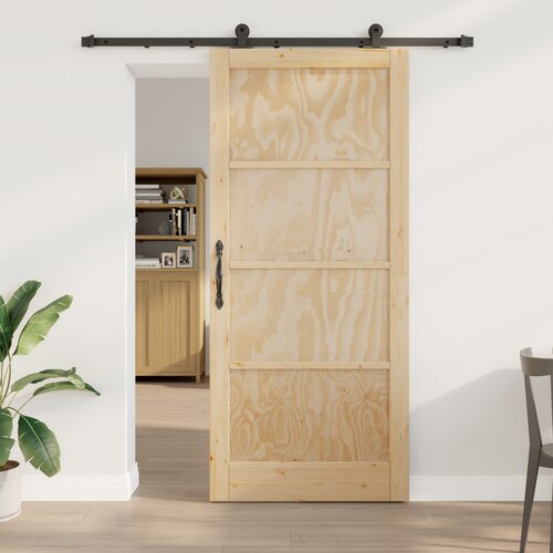vidaXL Drsna vrata s kompletom strojne opreme 93x211 cm iz trdega lesa bora, Notranja vrata 'ORKDAL'93x211x4 cm iz trdega lesa bora Cene