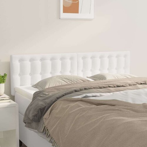 Posteljno vzglavje 2 kosa belo 72x5x78/88 cm umetno usnje, (20792573) Slike