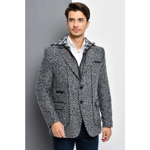 Dewberry K7540 MEN'S COAT-PATTERNED NAVY BLUE