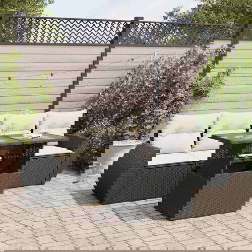 vidaXL Vrtna sedežna garnitura 5-delna z blazinami črn poli ratan Cene