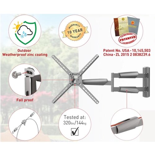 Barkan BM343XLOD LCD TV zglobni zidni nosač do 65 inča sivi Slike