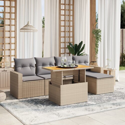 VidaXL 6-dijelni set vrtnih sofa s jastucima bež od poliratana Slike