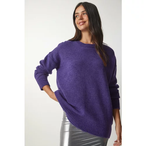 Happiness İstanbul Women's Purple Oversized Knitwear Sweater