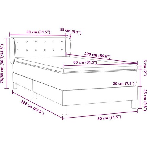 Box Spring krevet s madracem tamnozeleni 80x220 cm bar&amp;scaron;un Slike