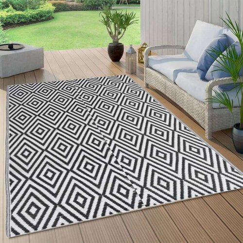 Vanjski tepih crni 140 x 200 cm PP Slike