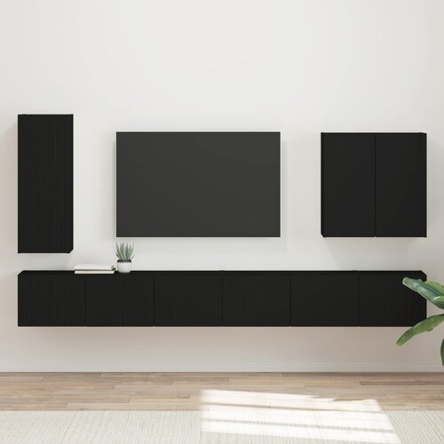  Set zidnog ormarića za TV Zidne 6 pcs Crna Cene
