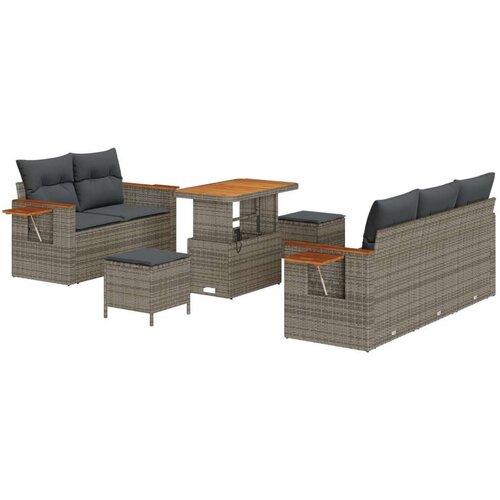  Set od 8 dijelova vrtnih sofa s jastučićima siva poli ratan akacija  set od 3 dijela vrtne blagovaonice s jastučićima siva poli Cijene