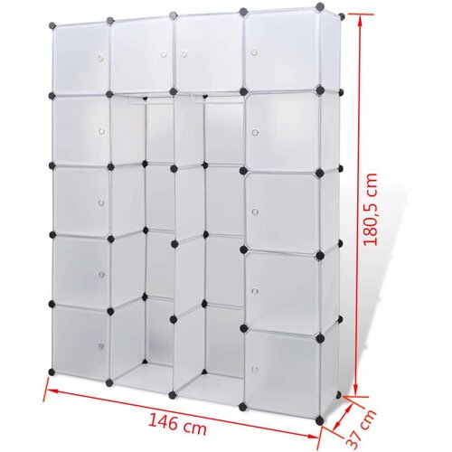 VidaXL Modularna omara s 14 predelki bela 37x146x180,5 cm Slike