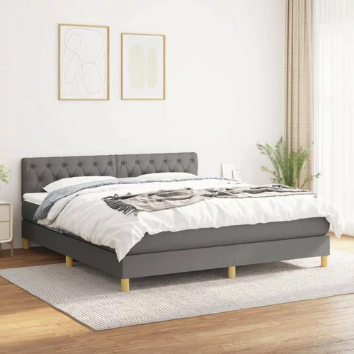  Box spring postelja z vzmetnico temno siva 160x200 cm blago, (20790486)