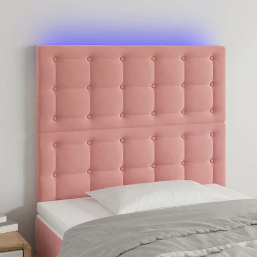  posteljno vzglavje roza 100x5x118/128 cm žamet, (20794439)