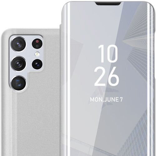 Cadorabo Ohi&scaron;je, združljiv s Samsungom v Agate Silver - Clear View Zrcalo Za&scaron;čitni pokrov s funkcijo stojala 360 stopinj za&scaron;čita, (20603503) Cene