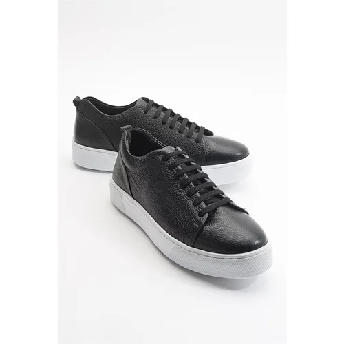 LuviShoes Renno Black White Leather Men's Shoes