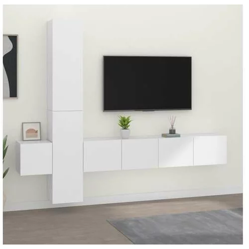  Komplet TV omaric 5-delni bel inženirski les
