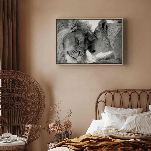  Slika - Lion\&amp;#039;s Love 120x80 U prirodnom drvenom okviru Slike