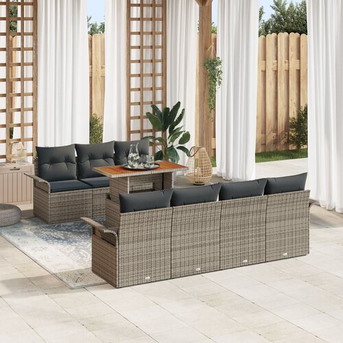 VidaXL Vrtni Sofa Set 8-delni Siva Ratan Vrtni Sofa Set Pravokoten Slike