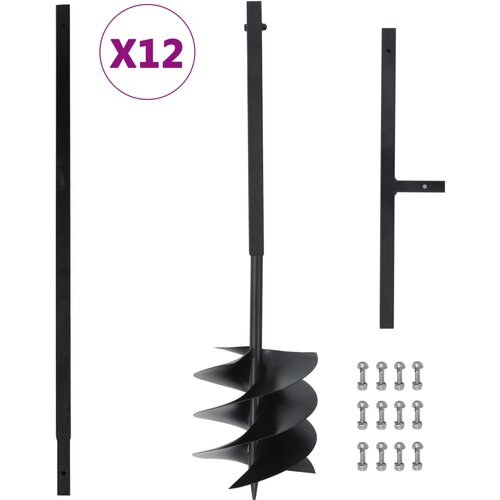 vidaXL Zemeljski vrtalnik z ročajem 250 mm s podaljškom 12 m jeklo Cene