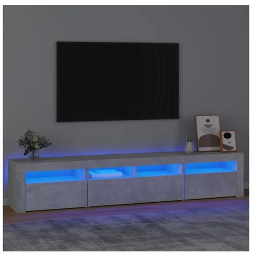  TV omarica z LED lučkami betonsko siva 210x35x40 cm