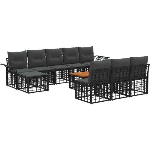 vidaXL Set vanjskih sofa 11 kom. Crna i tamno siva Poliester - Crna i tamno siva sa stolom Cene