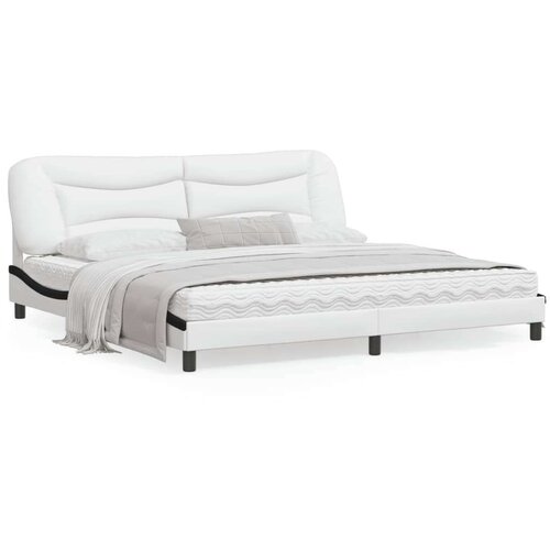  Posteljni okvir z LED lučkami belo črn 200x200 cm umetno usnje, (21111948) Slike