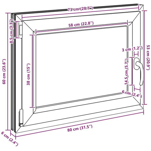  Prozor za podrum RISOR Antracit 80 x 60 cm PVC i staklo - Antracit 80 x 60 cm (trostruki sloj) Nagibanje i okretanje lijevo Slike