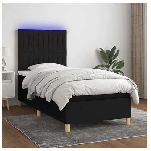  Krevet box spring s madracem LED crni 100x200 cm od tkanine Cijene