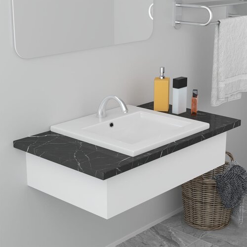 VidaXL Vgradni umivalnik 42x39x18 cm keramičen bel Slike