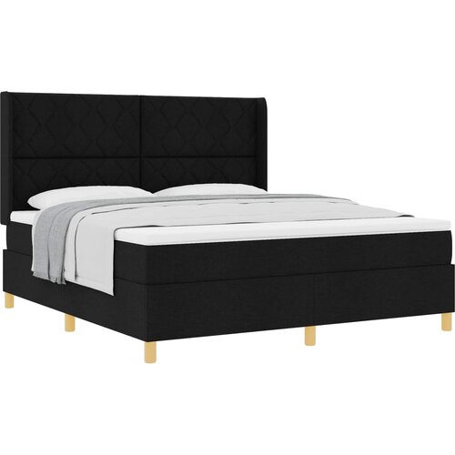  Krevet s opruga kutije s uzglavljem Crna 180 x 200 cm tkanina Slike