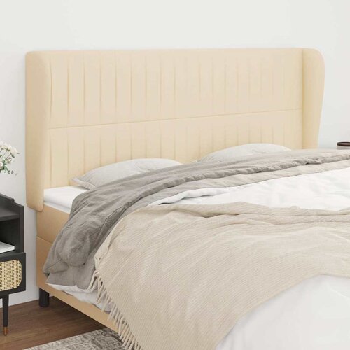  Uzglavlje s u&amp;scaron;ima krem 183x23x118/128 cm od tkanine Slike