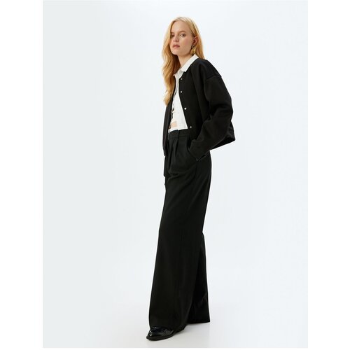 Koton Double Waist Detailed Pocket Pleated Detailed Wide Leg Fabric Trousers Slike