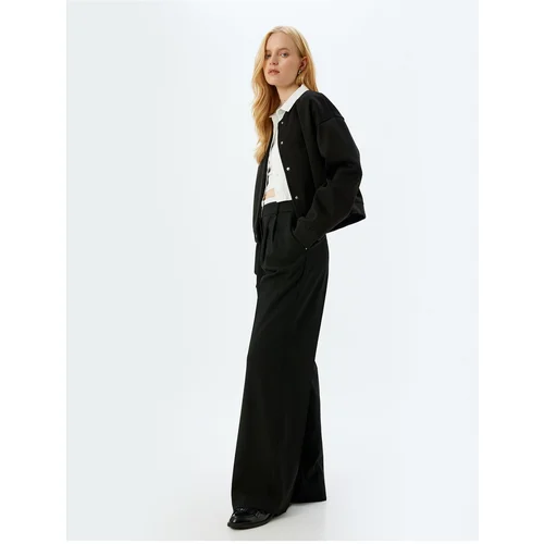 Koton Double Waist Detailed Pocket Pleated Detailed Wide Leg Fabric Trousers