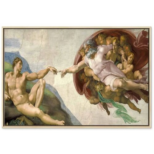  Slika - Michelangelo &amp;ndash; The Creation of Adam II 120x80 U prirodnom drvenom okviru Slike