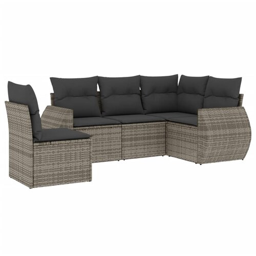 Maison Chic Seti vrtnega pohi&amp;scaron;tva - Vrtna garnitura - Vrtni pohi&amp;scaron;tvo set 5-delna z blazinami siv poli ratan, (21820130) Slike