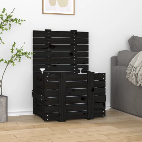 vidaXL Kutija za pohranu crna 58 x 40 5 x 42 cm od masivne borovine Cijene