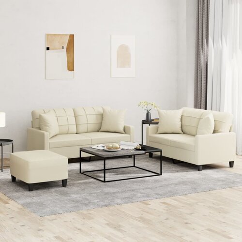 vidaXL 3-dijelni set sofa s jastucima krem od umjetne kože Cijene