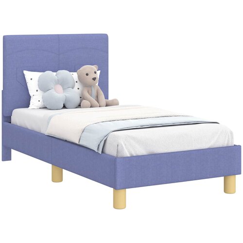  Okvir kreveta za malu djecu s naslonom Traper plava 70 x 140 cm Slike