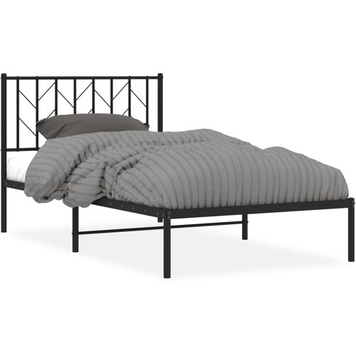 Maison Chic Kovinski Posteljni okvir - Enojna postelja - Postelja za odrasle z vzglavjem črn 100x190 cm, (21694154) Slike