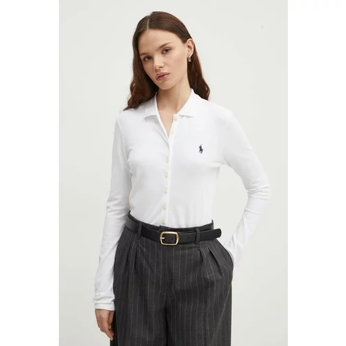 Polo Ralph Lauren Košulja za žene, boja: bijela, slim, s klasičnim ovratnikom, 211941176